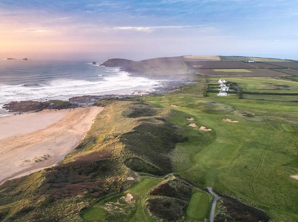 An aerial photograph of Trevose Golf Club, by James Lovett