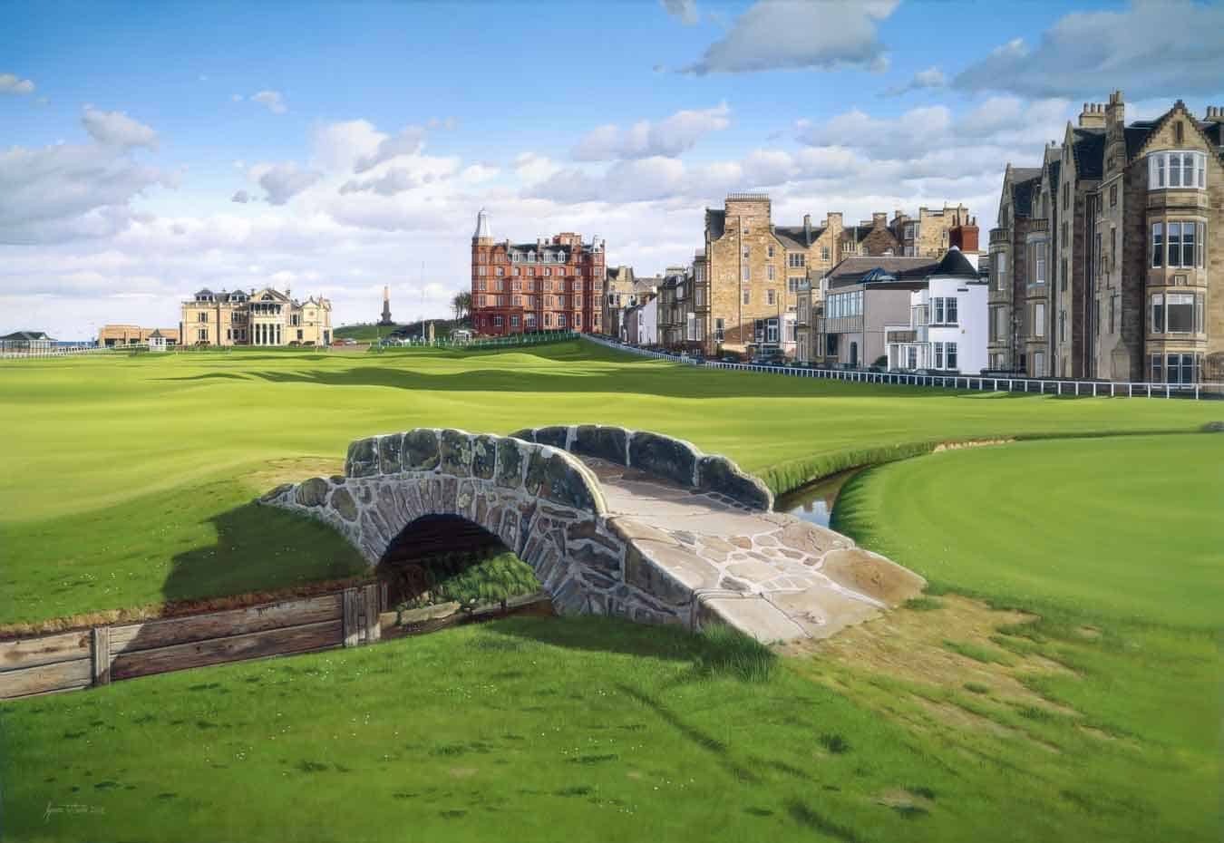 The Swilcan Bridge and the Old Course, St Andrews